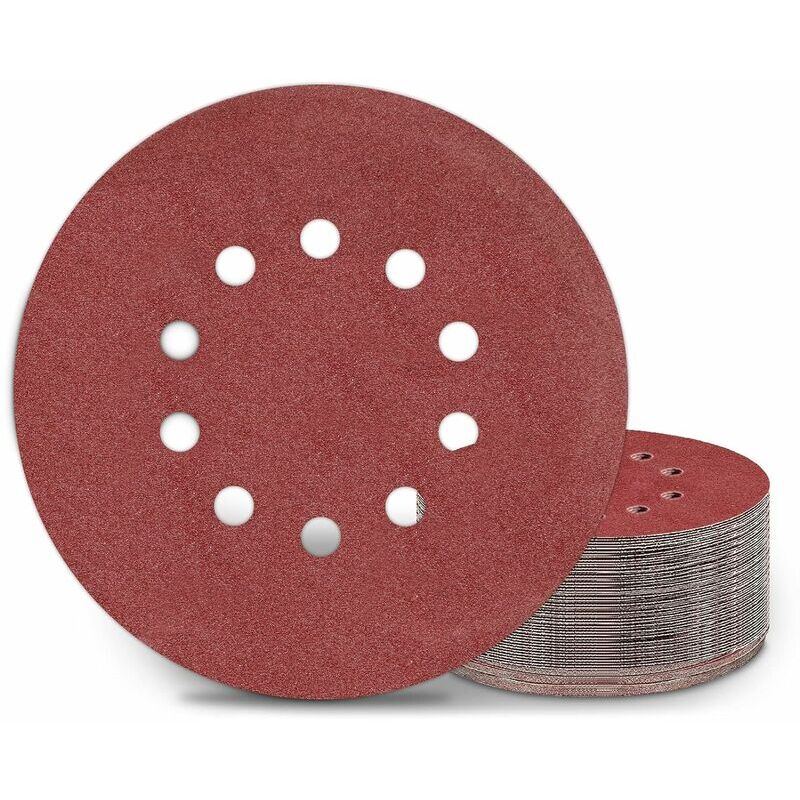Image of Dischi abrasivi da 225 mm, 25 tamponi abrasivi rotondi con grana P120 e 10 fori, per levigatrici a collo lungo, smerigliatrici per cartongesso e