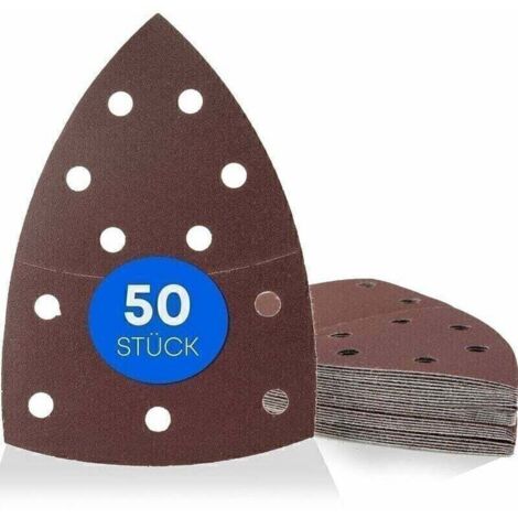 Dischi abrasivi triangolari, 11 fori, 105 x 152 mm, grana 120, 50 pezzi, per levigatrici multiuso/carta abrasiva/dischi abrasivi triangolari/carta abrasiva