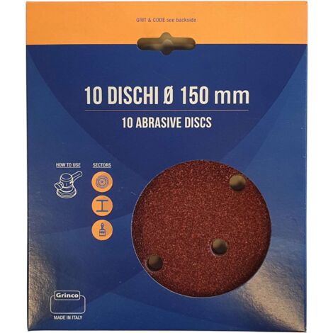 Dischi abrasivi bianchi 180mm, grana 120, velcro, set di 5 pz