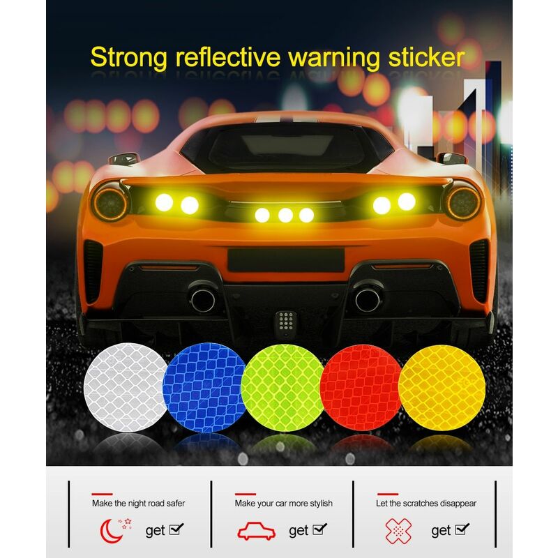 Image of Stickerslab - Dischi adesivi rifrangenti riflettenti 10 pezzi avvertimento per moto bici scooter auto camion Colore - Giallo
