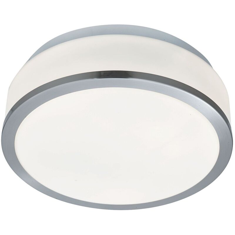 Searchlight - Plafoniera Contemporanea Formaggio Acciaio Argento Vetro Bianco 1 Luce E27 23Cm