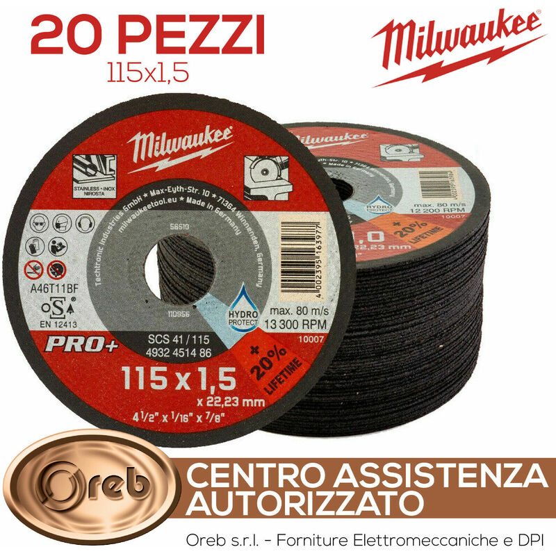 Dischi da taglio 115x1,5 mm milwaukee 4932451486