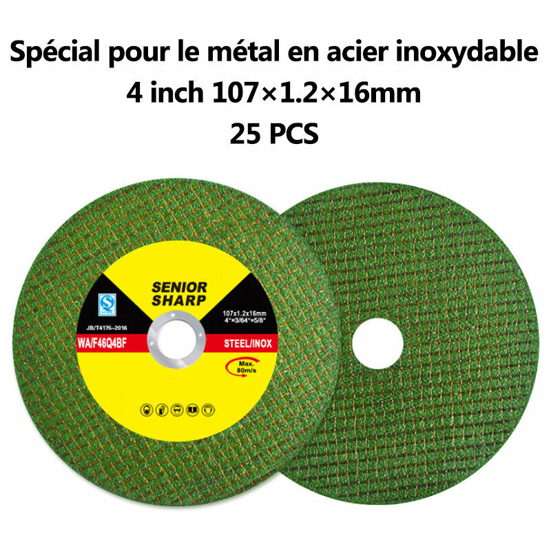 Dischi da taglio 25 pezzi 107 x 16 x 1,2 mm panno