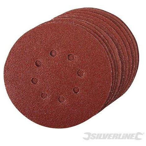 Silverline Dischi a fissaggio strappo perforati 150 mm 10pz 4 x 60, 2 x 80, 120, 240G