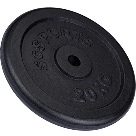 Dischi Pesi - in Ghisa 20 kg Foro 30/31mm Nero - Piastre Peso per Palestra Bilanciere Manubri Allenamento a Casa Fitness Weight Plates