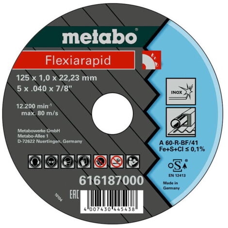 Dischi troncatori Flexiarapid 125x1.0x22.2 in acciaio inox Metabo