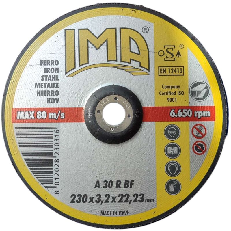 Disco da taglio per smerigliatrice 230X3,2X22,23 per ferro Ima