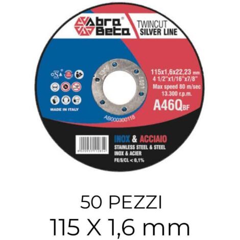 Disco AbraBeta A46Q per smerigliatrice angolare per acciaio diametro 115mm - 1,6 mm