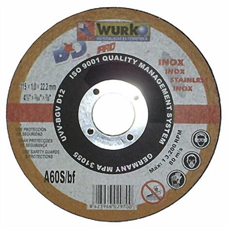 DISCO ABRASIVO 115X1X22 CORTE ACERO INOX