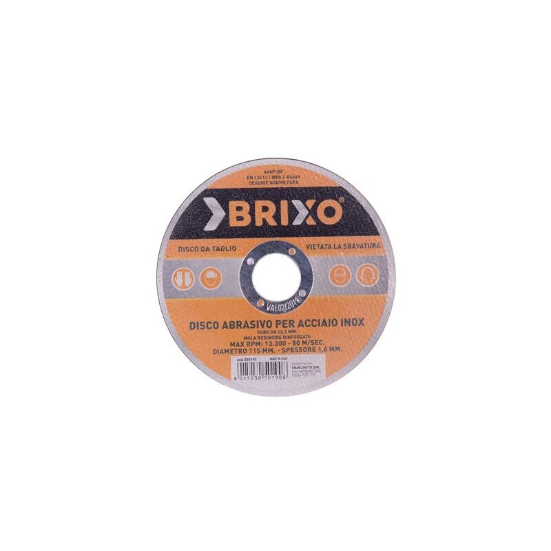 Disco abrasivo Brixo per ferro diametro 115 spessore MM.1.00 confezione pz. 100