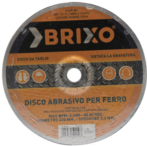 DISCO ABRASIVO BRIXO PER FERRO DIAMETRO 115 SPESSORE MM.3.20 PEZZI 100