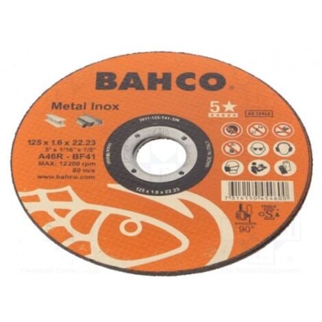 DISCO ABRASIVO CORTE 125X1.6 A46R IN ME - BAHCO