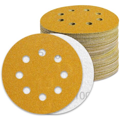 Disco abrasivo da 125 mm, carta vetrata a grana 100, 100 dischi abrasivi per levigatrice orbitale, carta vetrata