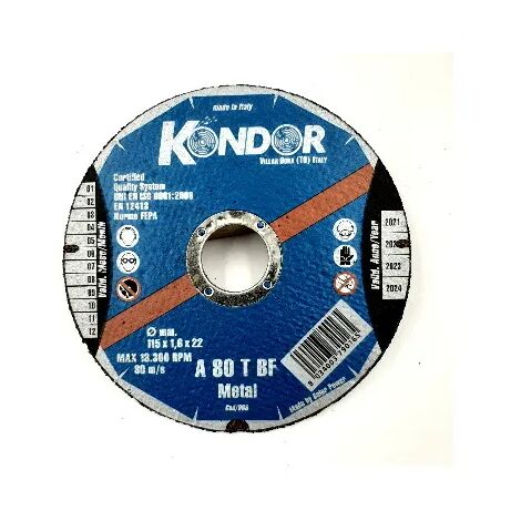 DISCO ABRASIVO KONDOR PER FERRO D.115X1,6X22 mm