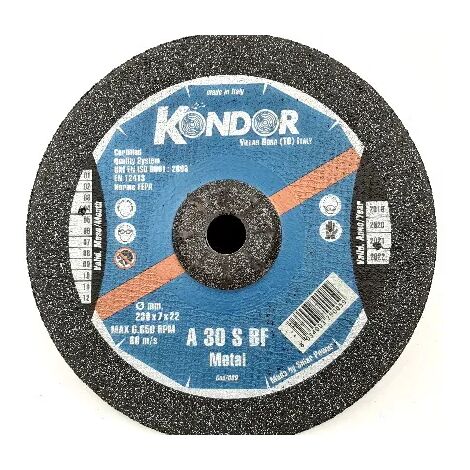 DISCO ABRASIVO KONDOR PER FERRO D.230X7X22 mm