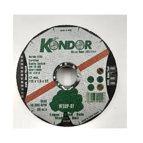 DISCO ABRASIVO KONDOR PER LEGNO D.115X1,6X22 mm