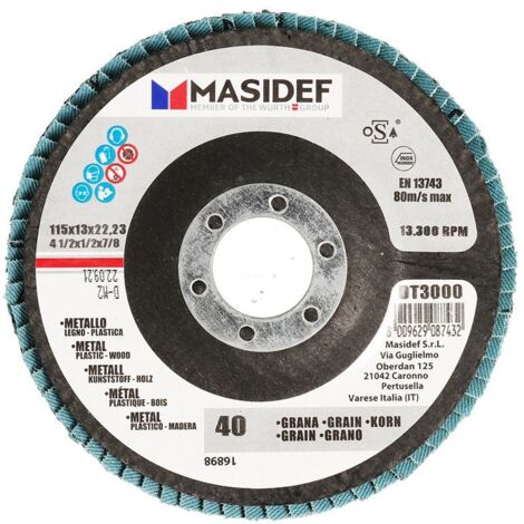 Disco abrasivo lamellare Ø115X13mm grana 40 universale