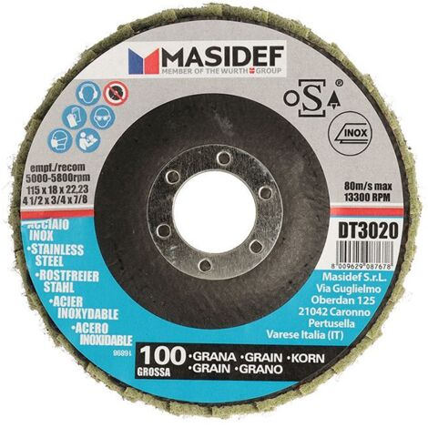 Disco abrasivo lamellare D.125x18mm gr 180 per inox