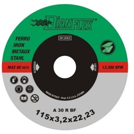 DISCO ABRASIVO PER FERRO Misura: mm 115 x sp. 3.2 Ferro