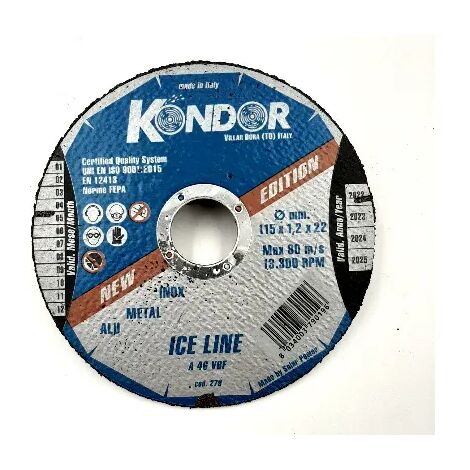 DISCO ABRASIVO PER INOX/FERRO/ALLUM. 115X1,2X22 ICE-LINE