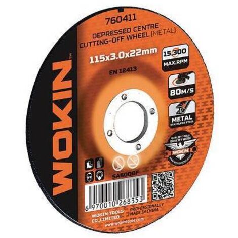 DISCO ABRASIVO TAGLIO FERRO 760 WOKIN - MM 115X22,2 H.MM 3 760411 - 25 pezzi