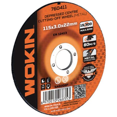 DISCO ABRASIVO TAGLIO FERRO 760 WOKIN - MM 230X22,2 H.MM 3 760423 - 25 pezzi