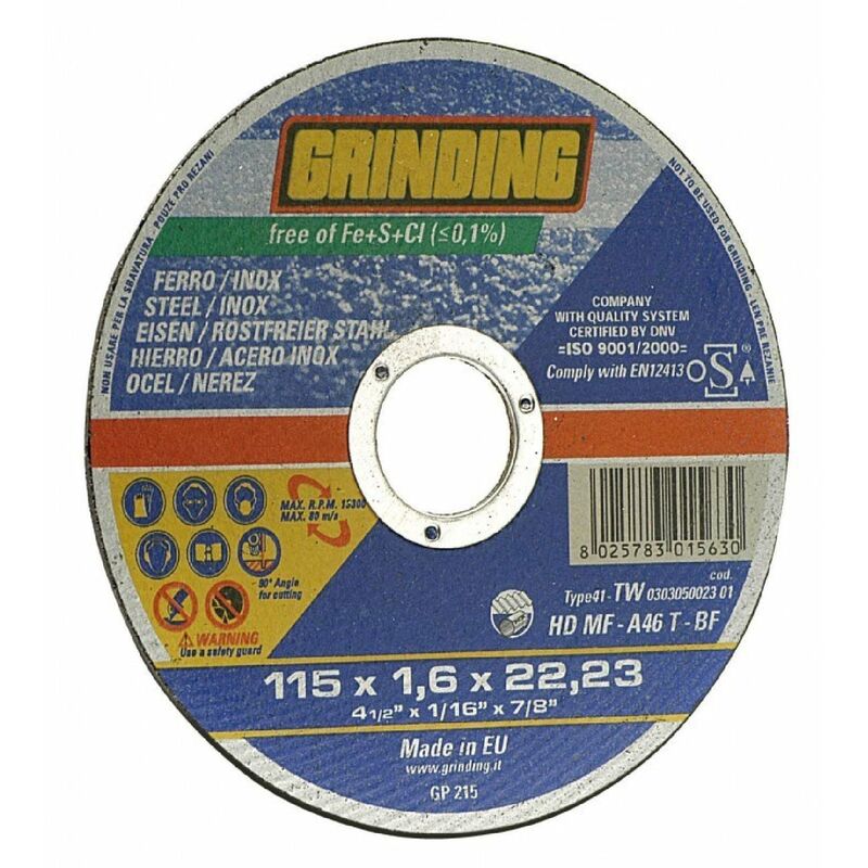 Image of Grinding - Mola abrasiva per il taglio di ferro e acciaio inox a centro piano -ø 125 x 1 mm