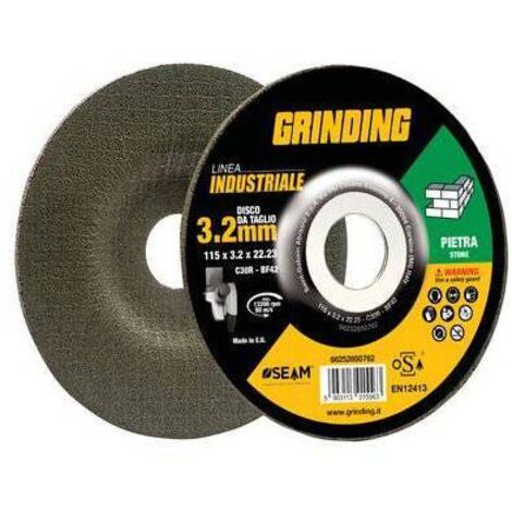 DISCO ABRASIVO TAGLIO PIETRA INDUSTRIAL GRINDING - MM 115X22,2 H.MM 3,2 - 40 pezzi