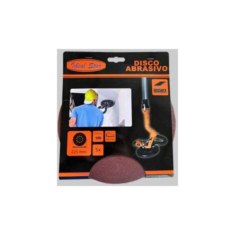 DISCO ABRASIVO VELCRATO PER LEVIGATRICE IDEAL STAR Ø 225 Grana 80 - Conf. 5 pezzi - IDEAL STAR