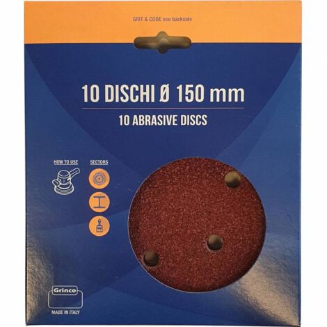 DISCO ABRASIVO VELCRO 6 FORI D 150 MM GR 80 CF 10