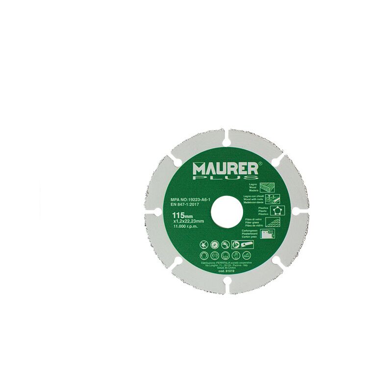 Image of Maurer - Disco De Corte Para Madera y Plasticos ø 115 x 1,2 mm.