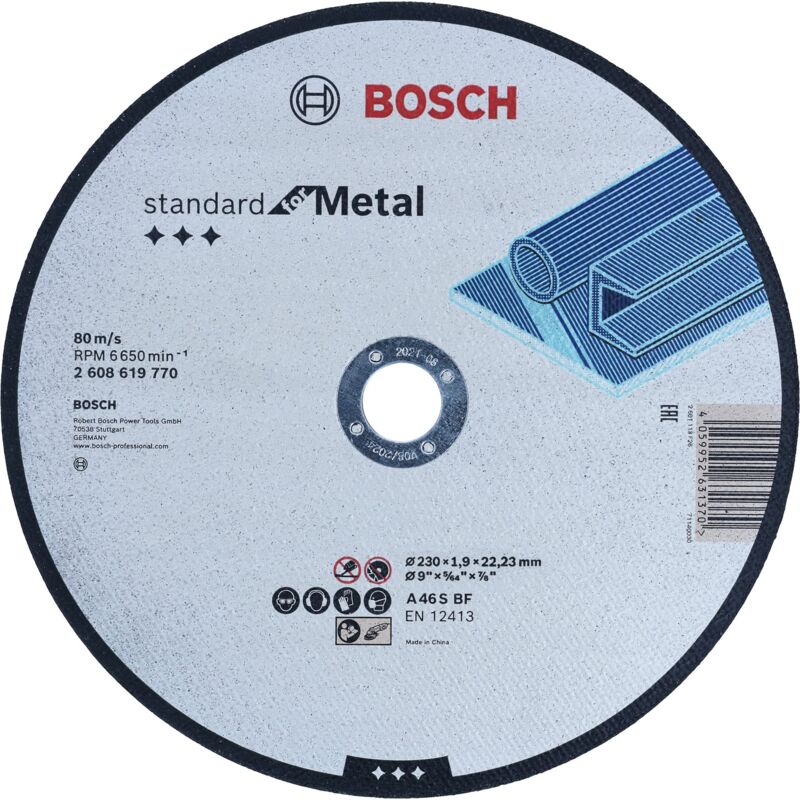 Bosch Professional 1x Standard for Metal per il Disco da Taglio Dritto (adatta a lamiere, acciaio Ø 230 x 1.9 x 22.23 mm, Accessori Smerigliatrici
