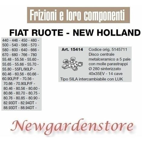 Disco centrale 5 pale 40x35EV 440 450 566 680 82.93 15414 FIAT NEW HOLLAND LUK