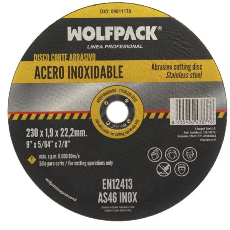 disco corte abrasivo acero inoxidable ø 230x ø 22,2 mm espesor 1,9 mm disco radial / amoladora universal con todas las amoladora