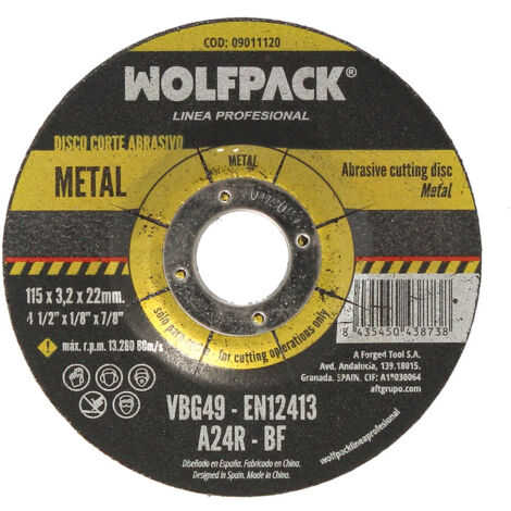 Disco corte abrasivo  metal ø 115 x ø 22 mm. espesor 3,2 mm. disco radial / amoladora universal con todas las amoladoras