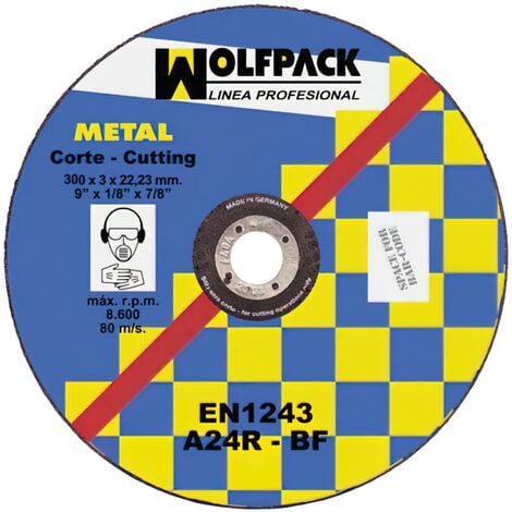 Disco corte abrasivo metal 300x3,0x30 mm.