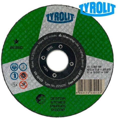 Disco corte bombeado ø115x2,5x22,23 c 30s bf 223025 tyrolit