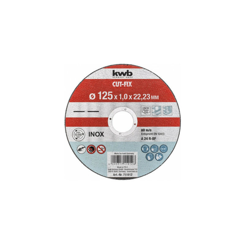 

Disco de corte para inox y metal 125X1,2X22,23mm - KWB