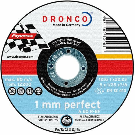 Disco de corte inox/metal Perfect Express Dronco - varias opciones disponibles