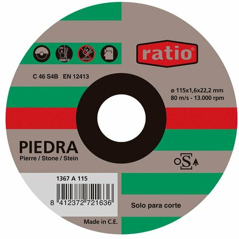 DISCO CORTE FINO PIEDRA 115X1,6MM.RATIO