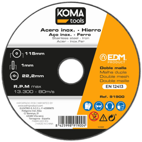 Disco corte hierro y acero inoxidable ø115 x 1,0 x 22,2 mm
