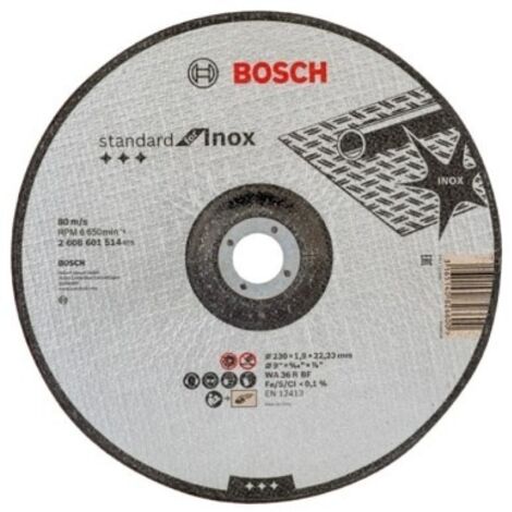 Disco corte inox concavo 230x1,9x22,23mm standard bosch