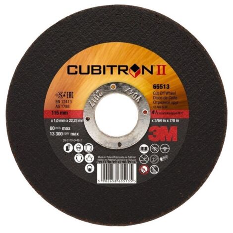 DISCO CORTE INOXIDABLE 3M CUBITRON II 115x1x22