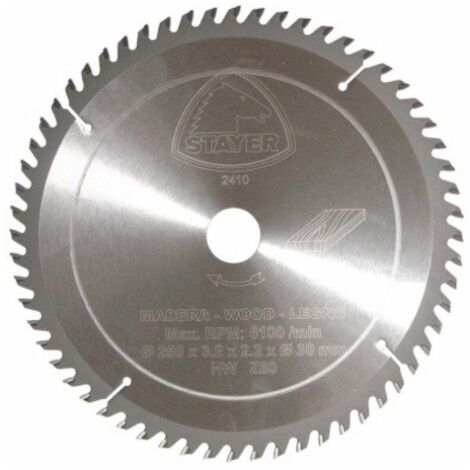 Disco corte mad 60 dientes 250x3,2x30 mm widia stayer
