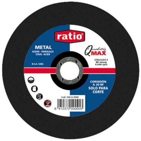 Disco corte metal Quality Max Ratio - talla 230 x 3 x 22,2 mm.