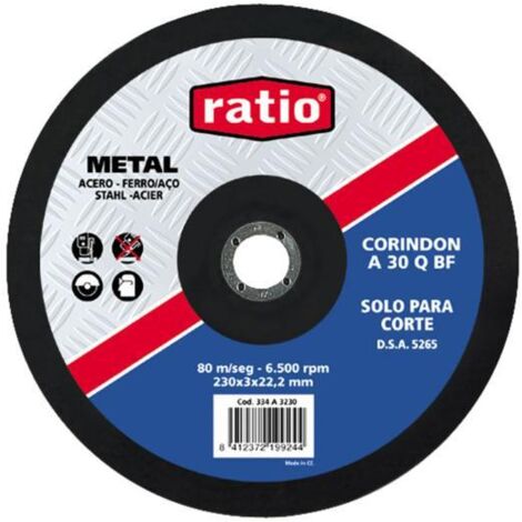 Disco corte metal Ratio - talla 125 x 2,5 x 22,2 mm.