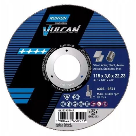 DISCO DA ABRASIVO NORTON VULCAN 125mm x 6,4mm A30P PER METALLO 25 pz.