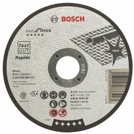 Disco da taglio BEST BOSCH mozzo piatto Acciaio inox speciale 125X0,8 MM - 2608603488