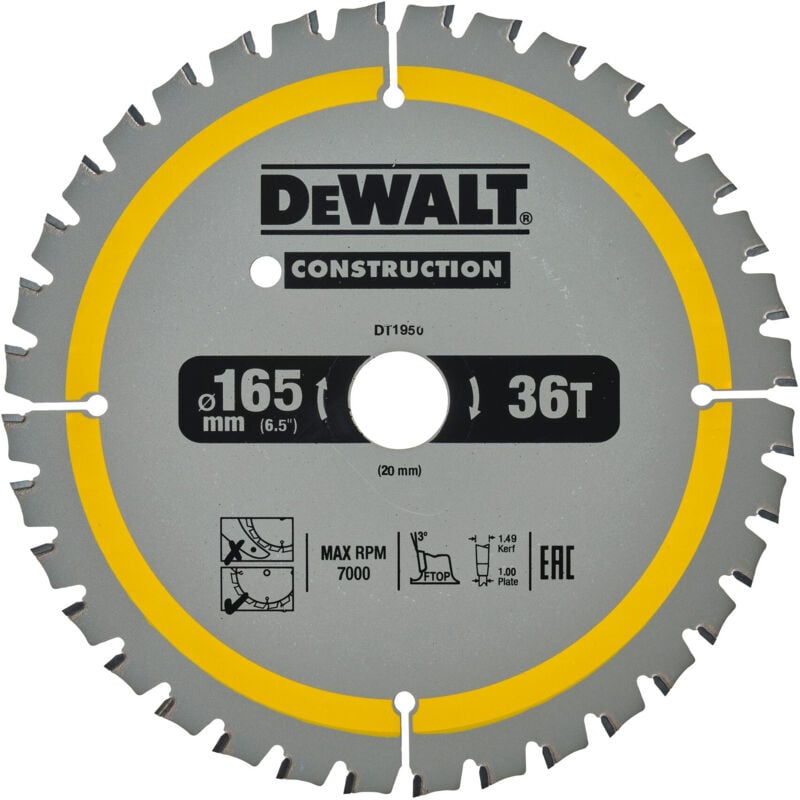 Accessori - Lama da sega 165x20 mm, 36 denti DT1950 - Dewalt