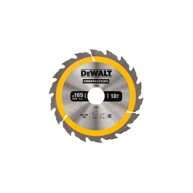 DT1936-QZ Lama Sega Circolare 165x30mm 18T Legno Chiodato - Dewalt